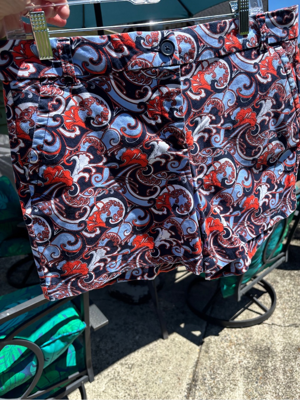 Crown & Ivy Red & Blue Paisley Print Shorts